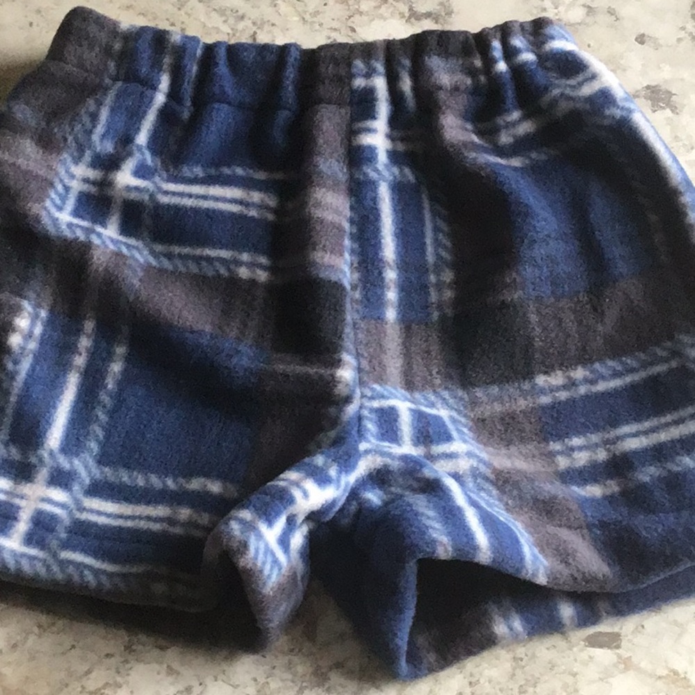Navy gray plaid PJ shorts fleece boys pajama 4 4T